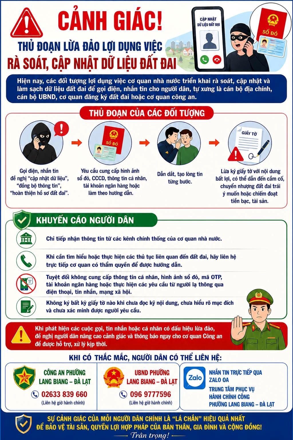  CẢNH GIÁC VỚI THỦ ĐOẠN LỪA ĐẢO LIÊN QUAN ĐẾN VIỆC RÀ SOÁT, CẬP NHẬT DỮ LIỆU ĐẤT ĐAI