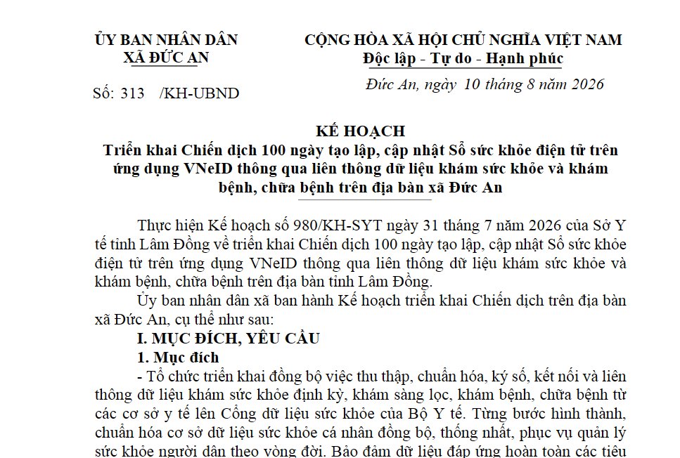 Xã Đức An phát động "Chiến dịch 100 ngày" tạo lập sổ sức khỏe điện tử trên VNeID