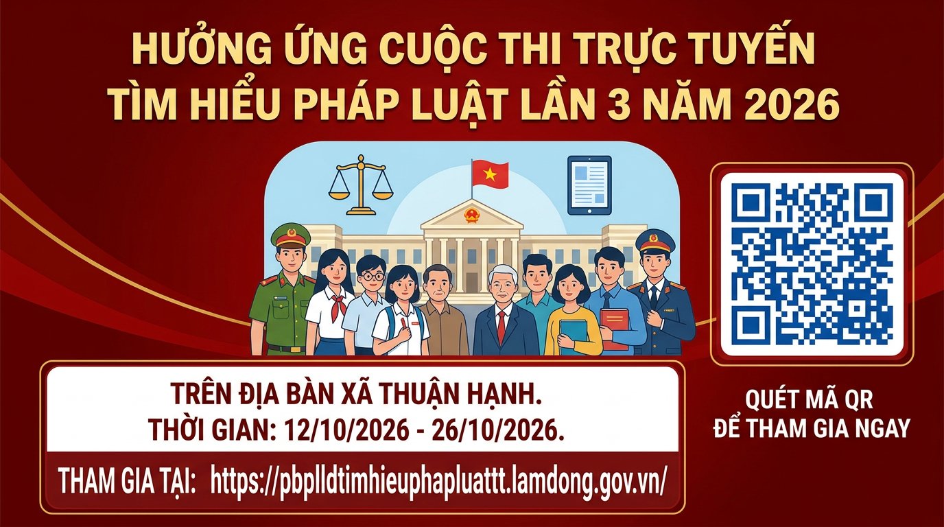 HƯỞNG ỨNG CUỘC THI TRỰC TUYẾN TÌM HIỂU PHÁP LUẬT ĐỢT 3 NĂM 2026