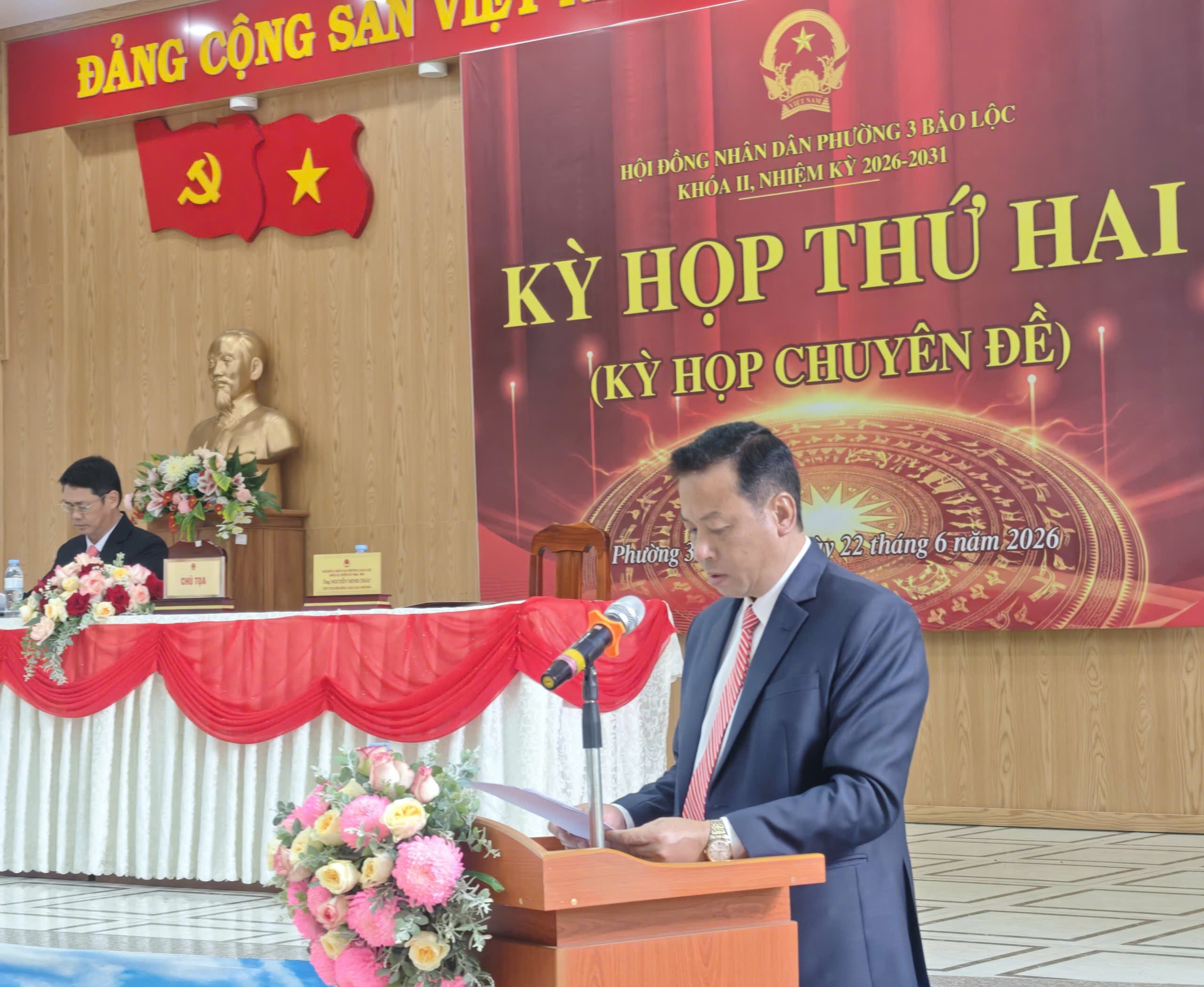 Phường 3 Bảo Lộc: Khai mạc kỳ họp chuyên đề năm 2026, Hội đồng nhân dân Phường 3 Bảo Lộc khoá II, nhiệm kỳ 2026-2031