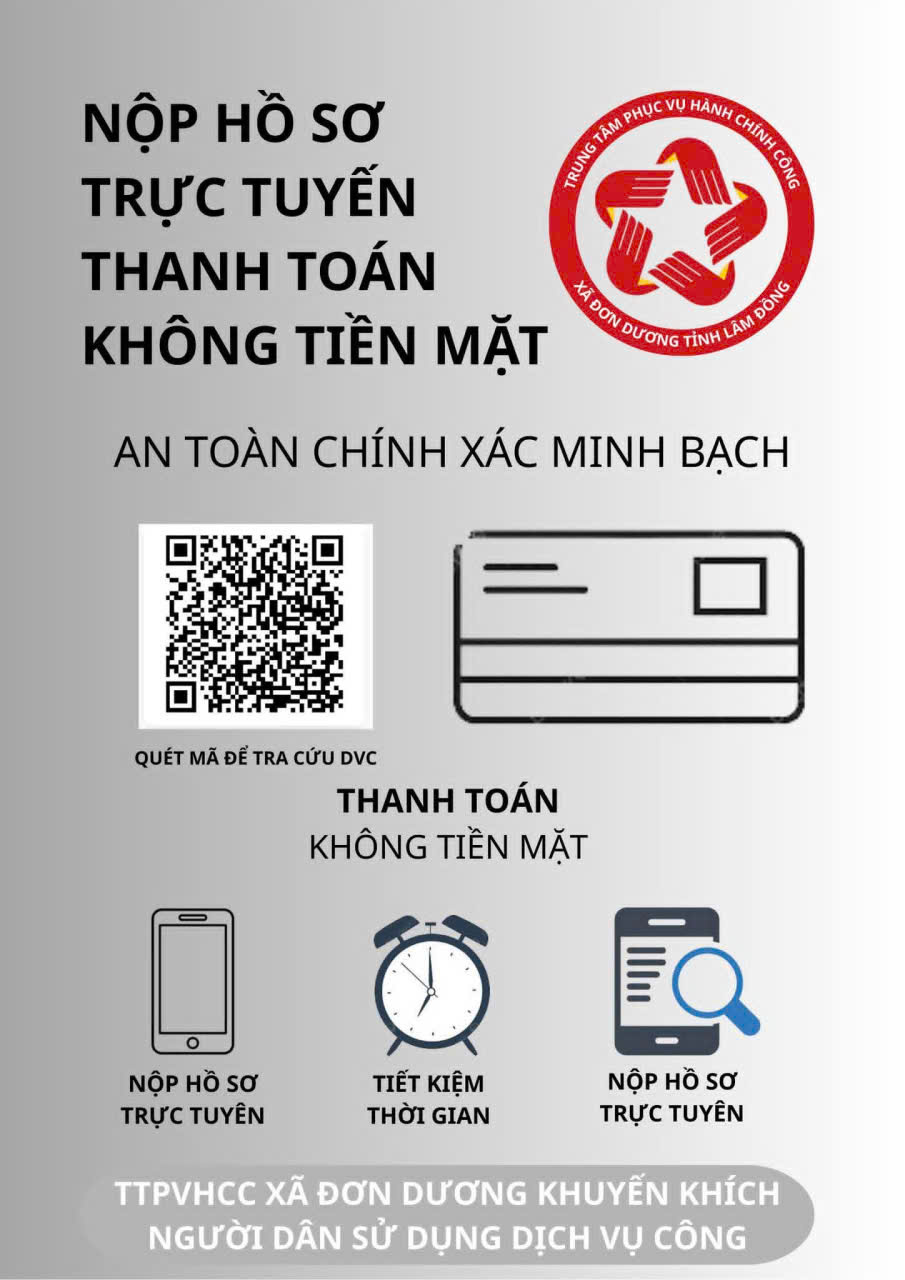 Nộp hồ sơ hành chính online, Thanh toán không tiền mặt — An toàn, Chính xác, Minh bạch!  