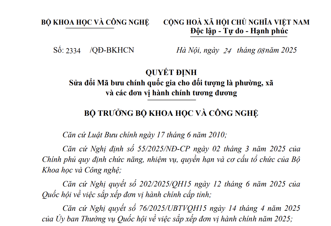 Triển khai mã bưu chính