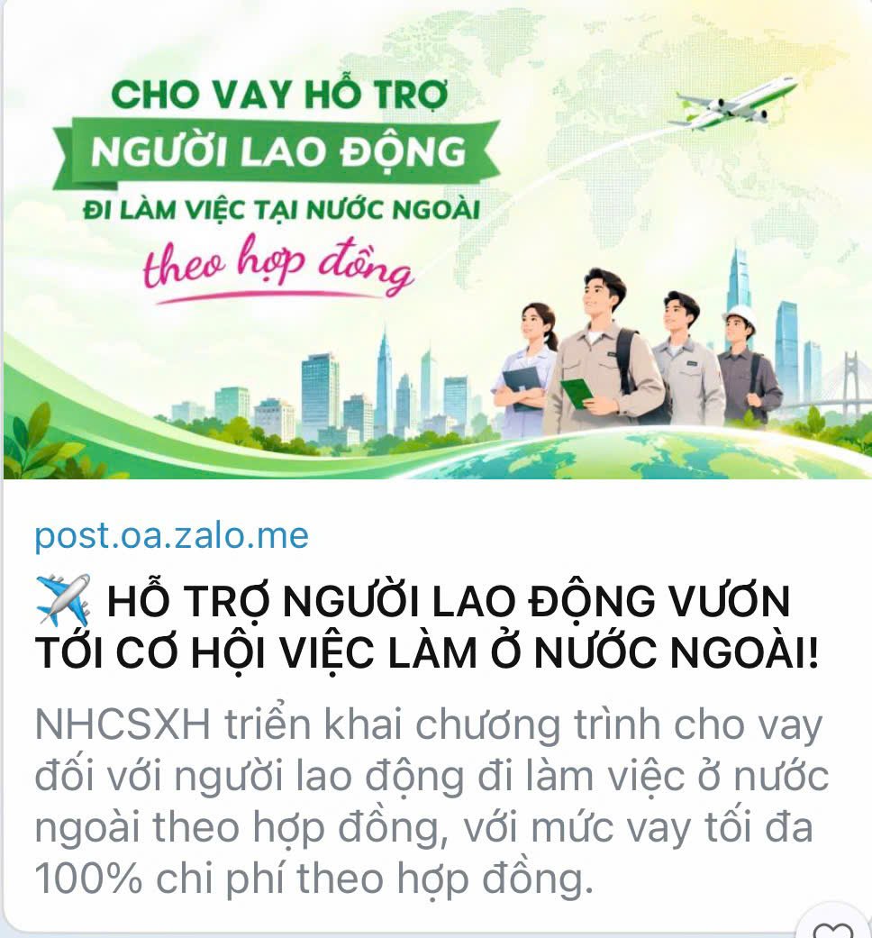 CHÍNH SÁCH CHO VAY HỖ TRỢ NGƯỜI LAO ĐỘNG ĐI LÀM VIỆC Ở NƯỚC NGOÀI THEO HỢP ĐỒNG