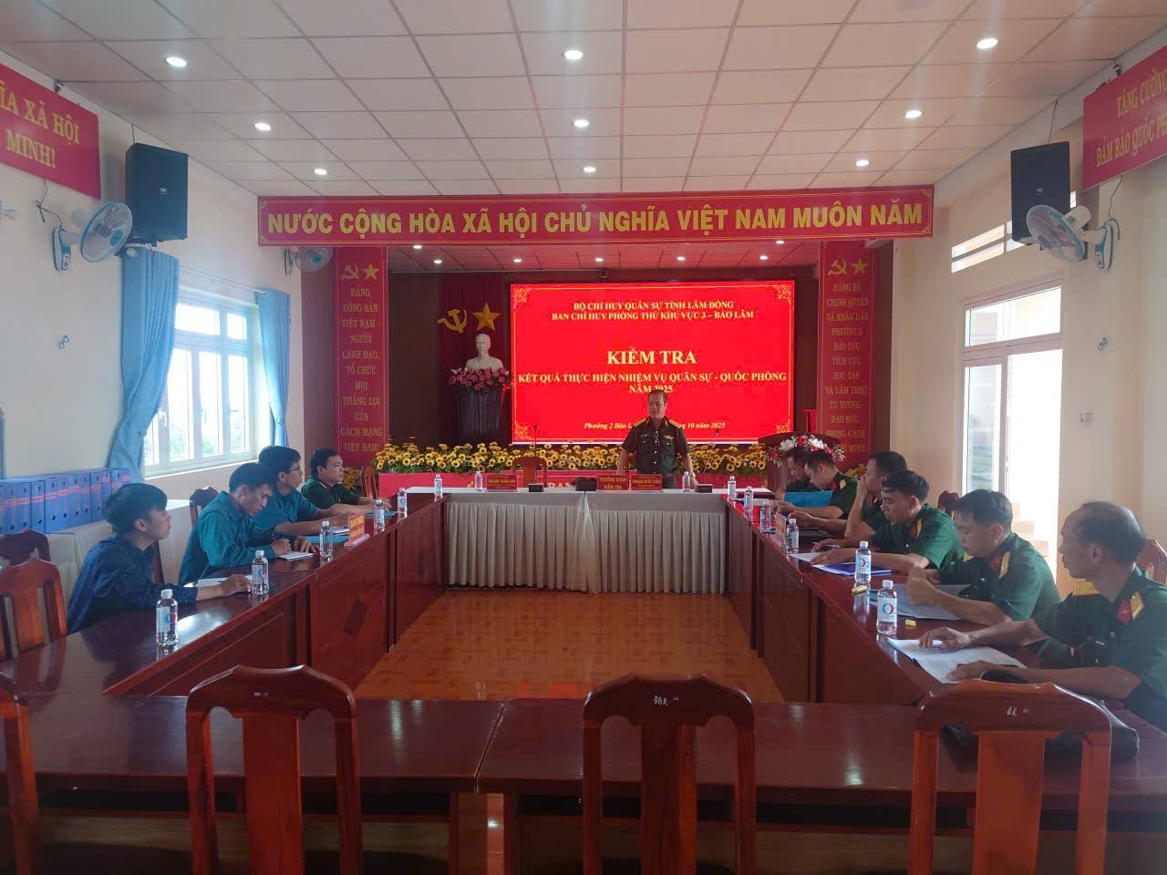 Đoàn kiểm tra Ban Chỉ huy Phòng thủ khu vực 3 – Bảo Lâm kiểm tra công tác quân sự, quốc phòng tại Phường 2 Bảo Lộc