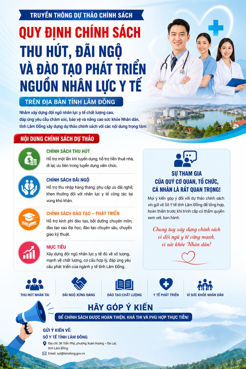 truyền thông dự thảo chính sách  Quy định chính sách thu hút, đãi ngộ  và đào tạo phát triển nguồn nhân lực  y tế trên địa bàn tỉnh Lâm Đồng