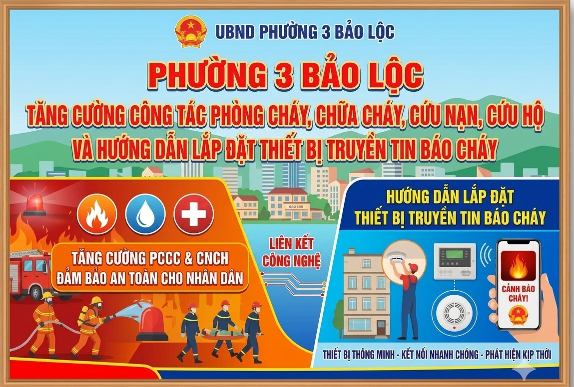 PHƯỜNG 3 BẢO LỘC TĂNG CƯỜNG CÔNG TÁC PHÒNG CHÁY, CHỮA CHÁY, CỨU NẠN, CỨU HỘ VÀ HƯỚNG DẪN LẮP ĐẶT THIẾT BỊ TRUYỀN TIN BÁO CHÁY
