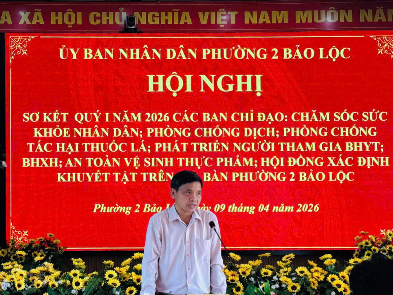 Phường 2 Bảo Lộc sơ kết quý I/2026 các Ban chỉ đạo chăm sóc sức khoẻ nhân dân; Phòng chống dịch; Phòng chống tác hại thuốc lá; Phát triển người tham gia BHYT, BHXH; An toàn vệ sinh thực phẩm; Hội đồng xác định khuyết tật trên địa bàn.