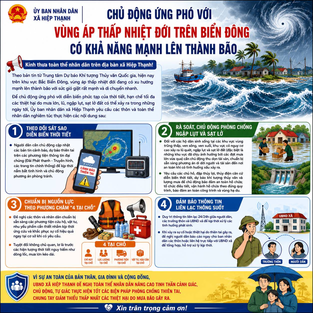 Chủ động ứng phó vùng áp thấp nhiệt đới trên Biển Đông có khả năng mạnh lên thành bão
