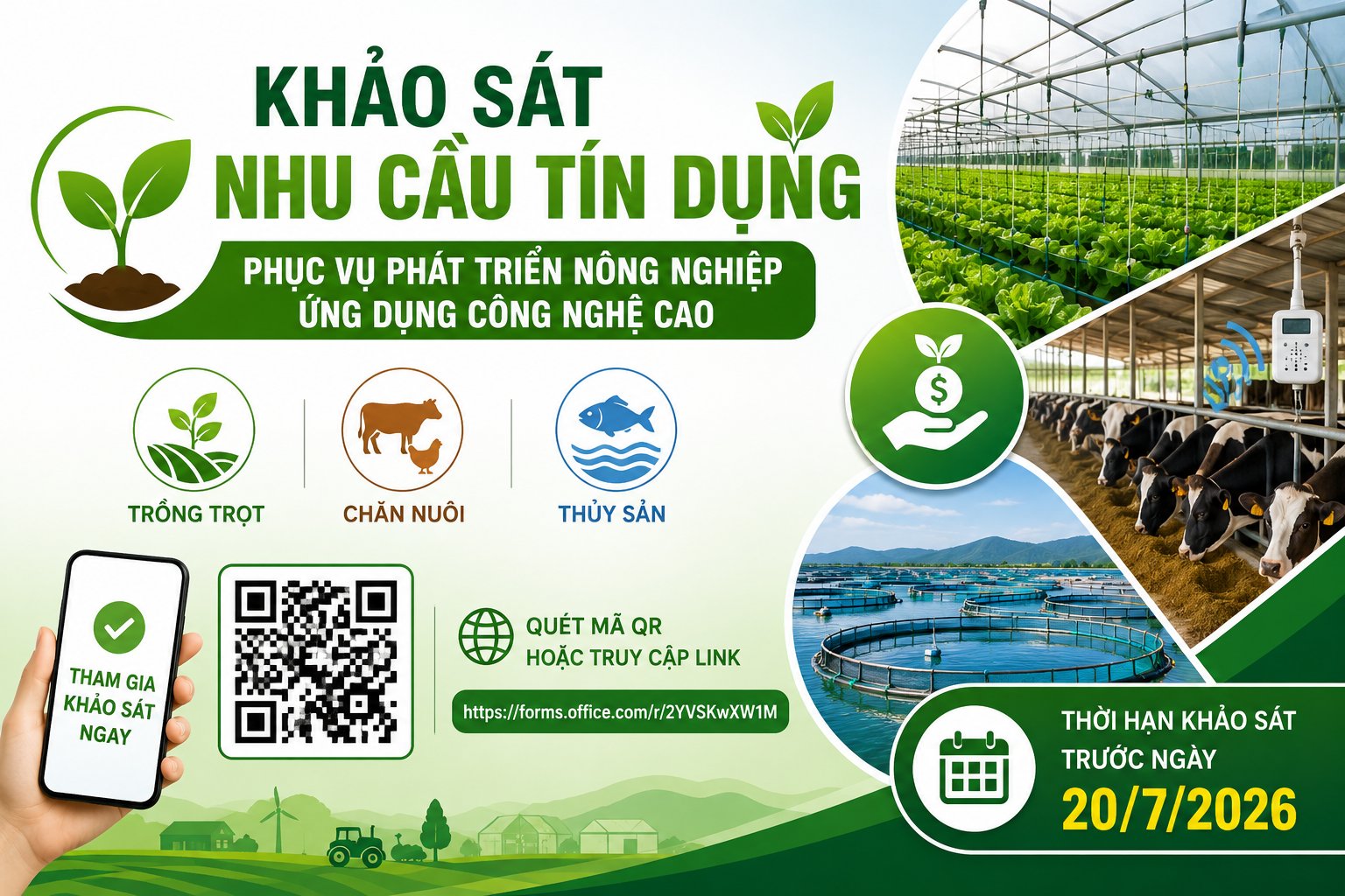 KHẢO SÁT NHU CẦU TÍN DỤNG PHỤC VỤ PHÁT TRIỂN NÔNG NGHIỆP ỨNG DỤNG CÔNG NGHỆ CAO NĂM 2026