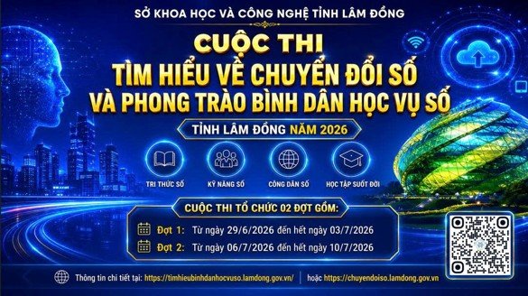 HƯỞNG ỨNG CUỘC THI TRỰC TUYẾN “TÌM HIỂU VỀ CHUYỂN ĐỔI SỐ VÀ PHONG TRÀO BÌNH DÂN HỌC VỤ SỐ” TỈNH LÂM ĐỒNG NĂM 2026