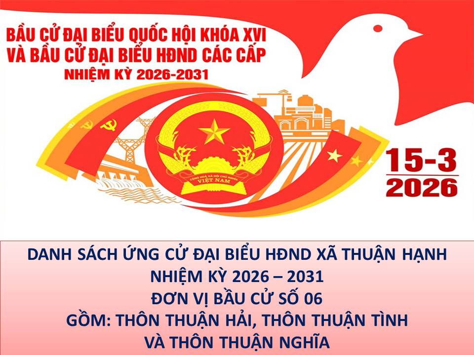 DANH SÁCH ỨNG CỬ ĐẠI BIỂU HĐND XÃ THUẬN HẠNH TẠI ĐƠN VỊ BẦU CỬ SỐ 06