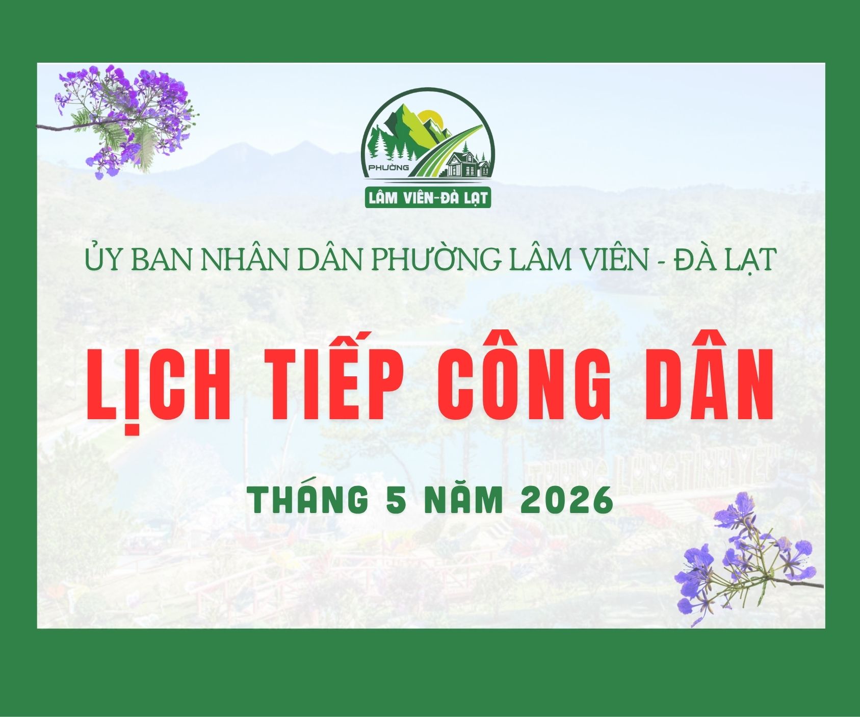 Lịch tiếp công dân tháng 28 tháng 5 năm 2026