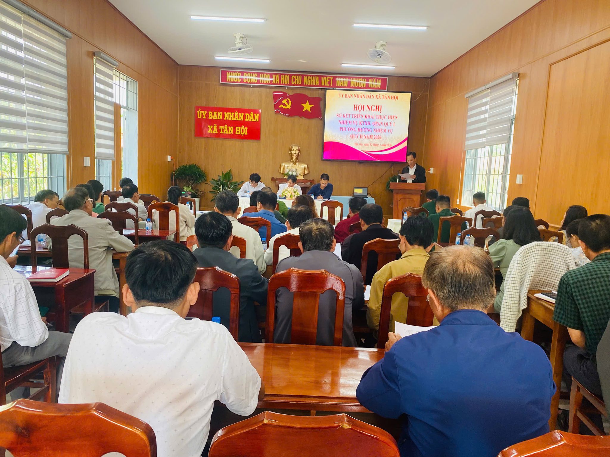 TÂN HỘI TỔ CHỨC HỘI NGHỊ SƠ KẾT THỰC HIỆN NHIỆM VỤ PHÁT TRIỂN KINH TẾ - XÃ HỘI, QUỐC PHÒNG - AN NINH QUÝ I, NĂM 2026