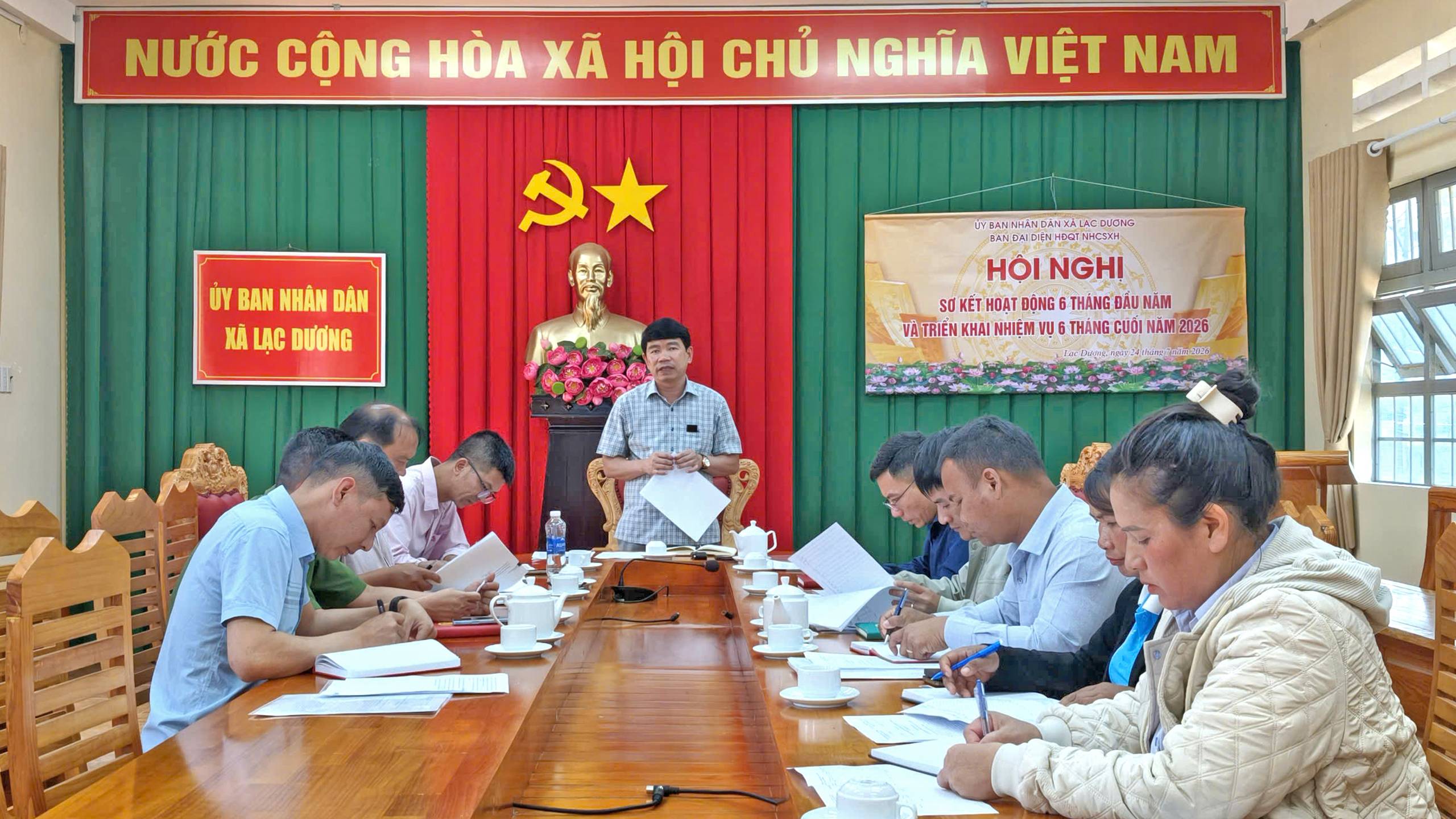 Ban đại diện HĐQT NHCSXH xã Lạc Dương đánh giá kết quả tín dụng chính sách 6 tháng đầu năm 2026