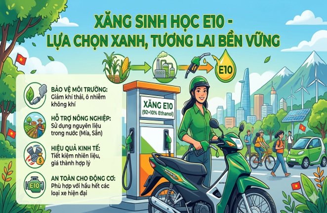 Sử dụng xăng sinh học E10 – xu hướng tất yếu vì môi trường xanh và phát triển bền vững