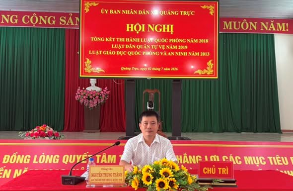 Xã Quảng Trực tổ chức Hội nghị tổng kết thi hành Luật Quốc phòng năm 2018, Luật Dân quân tự vệ năm 2019 và Luật Giáo dục quốc phòng và an ninh năm 2013
