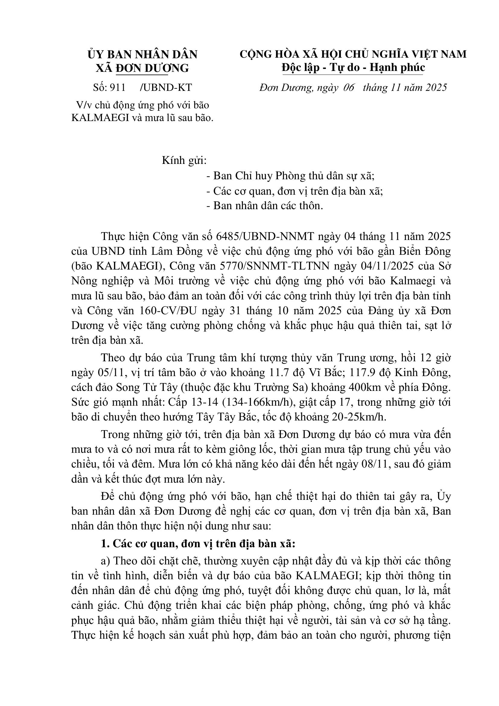 KHẨN - Về việc ứng phó với bão KALMAEGI và mưa lũ sau cơn bão