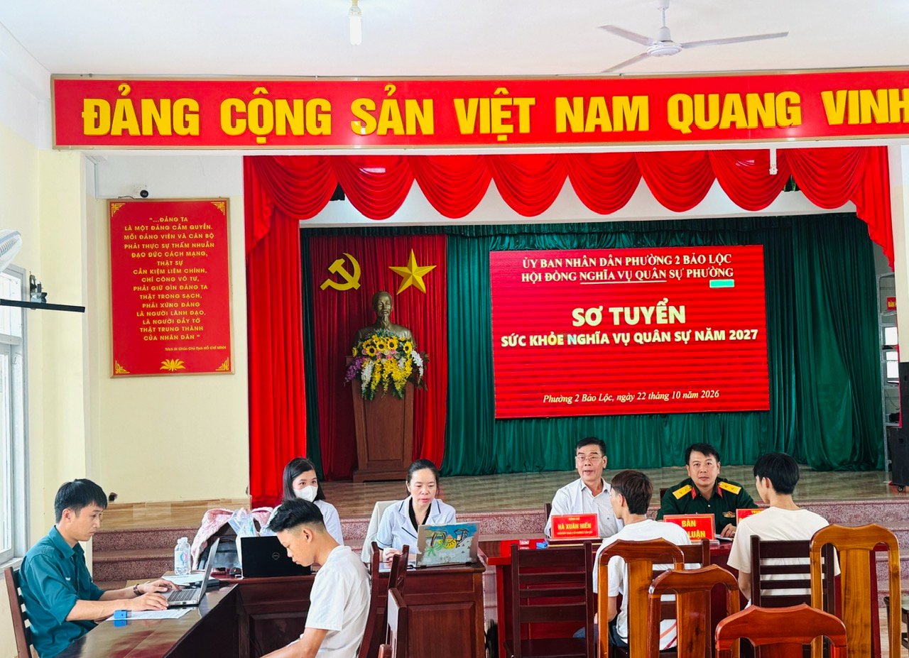 PHƯỜNG 2 BẢO LỘC TRIỂN KHAI SƠ TUYỂN SỨC KHỎE NGHĨA VỤ QUÂN SỰ VÀ NGHĨA VỤ THAM GIA CÔNG AN NHÂN DÂN NĂM 2027
