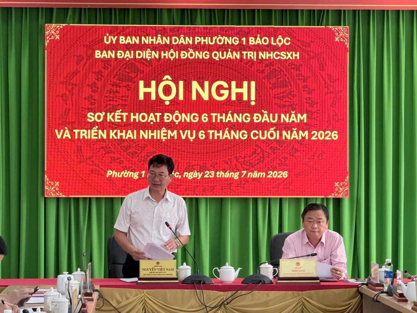  Phường 1 Bảo Lộc - Hội nghị sơ kết Ban đại diện Hội đồng quản trị (HĐQT) Ngân hàng Chính sách xã hội (CSXH) 6 tháng đầu năm, triển khai nhiệm vụ 6 tháng cuối năm 2026.