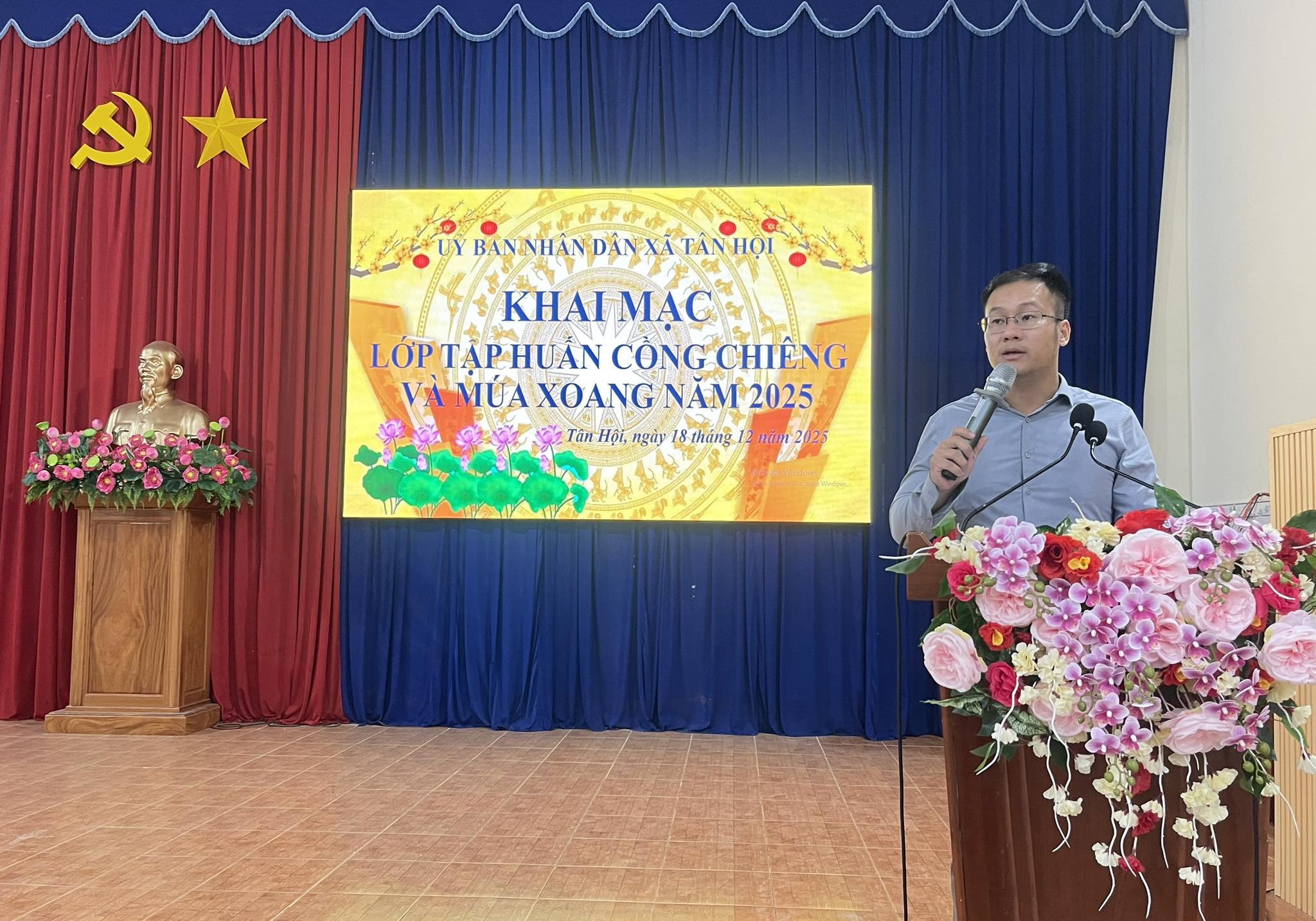 UBND xã Tân Hội tổ chức khai mạc lớp tập huấn Cồng chiêng và múa Xoang năm 2025 