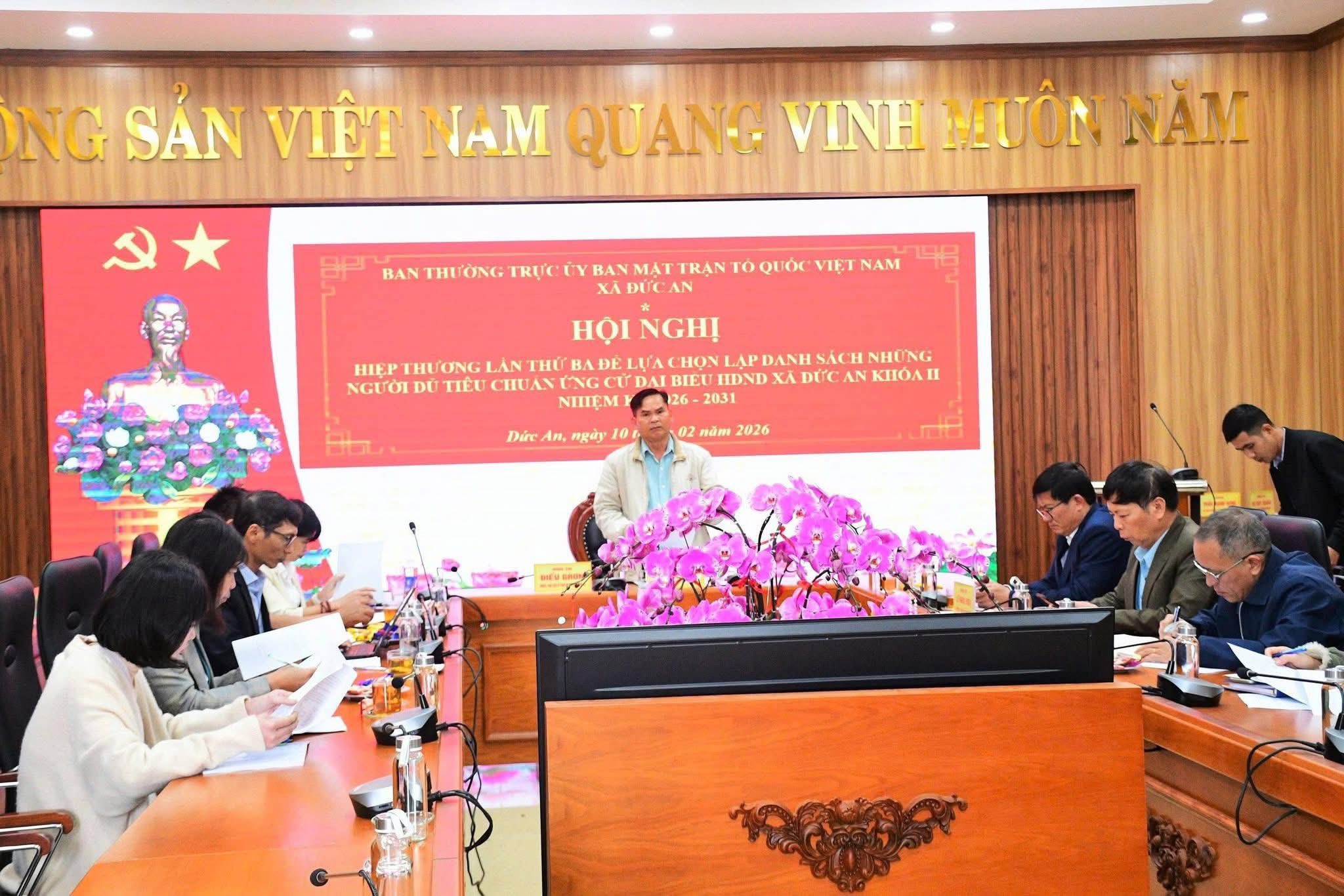 ĐỨC AN: TỔ CHỨC HỘI NGHỊ HIỆP THƯƠNG LẦN THỨ BA LỰA CHỌN NGƯỜI ỨNG CỬ ĐẠI BIỂU HĐND XÃ KHÓA II NHIỆM KỲ 2026 – 2031