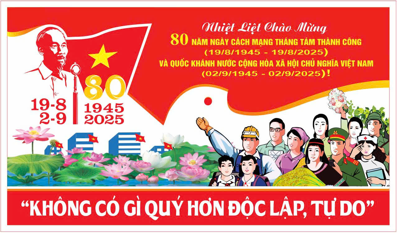 Hình ảnh tuyên truyền 80 năm Cách mạng tháng Tám (19/8/1945 - 19/8/2025) và Quốc khánh 2/9 (2/9/1945 - 2/9/2025)