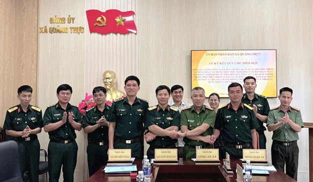 Quảng Trực tổ chức Hội nghị ký kết quy chế phối hợp giữa các lực lượng bảo vệ an ninh, quốc phòng