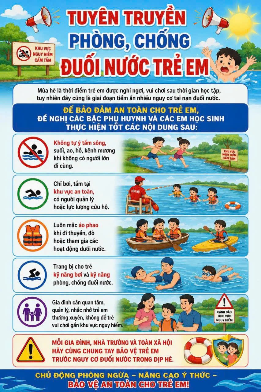 Phường 2 Bảo Lộc tuyên truyền phòng chống, đuối nước trẻ em.