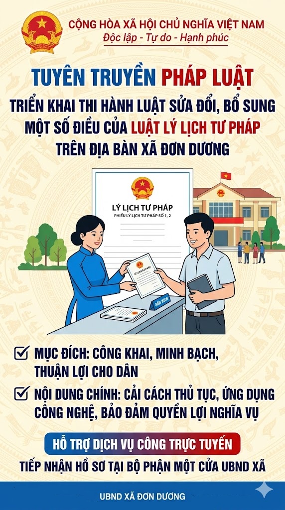 Triển khai thi hành Luật sửa đổi, bổ sung một số điều của Luật Lý lịch tư pháp trên địa bàn xã Đơn Dương