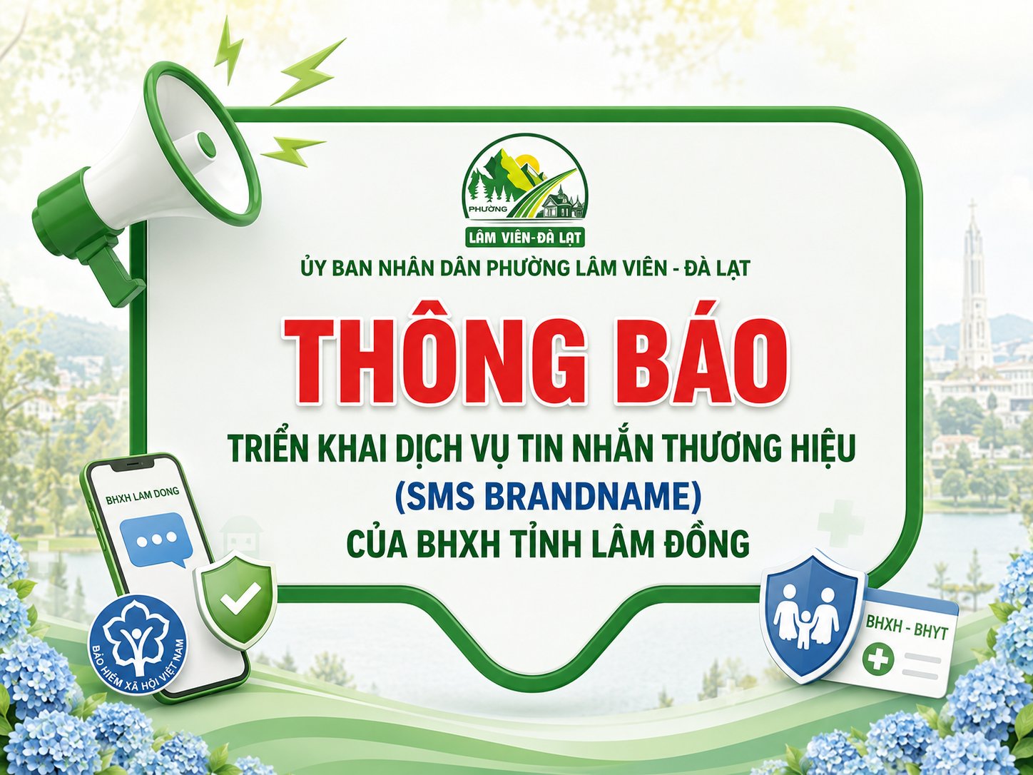 THÔNG BÁO: Triển khai dịch vụ tin nhắn thương hiệu (SMS BRANDNAME) của BHXH tỉnh Lâm Đồng