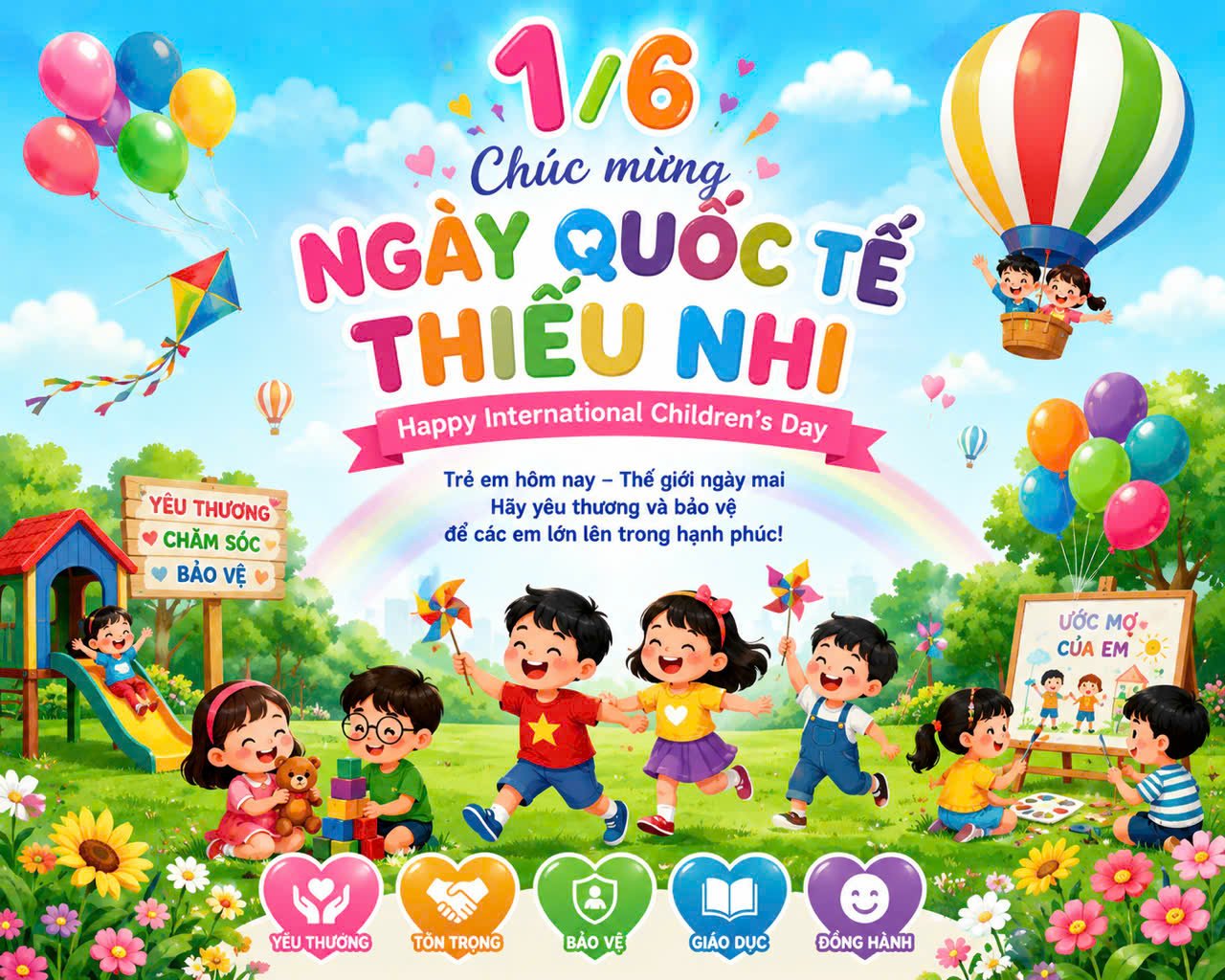 Ngày Quốc tế thiếu nhi – Vì tương lai, hạnh phúc của trẻ em.