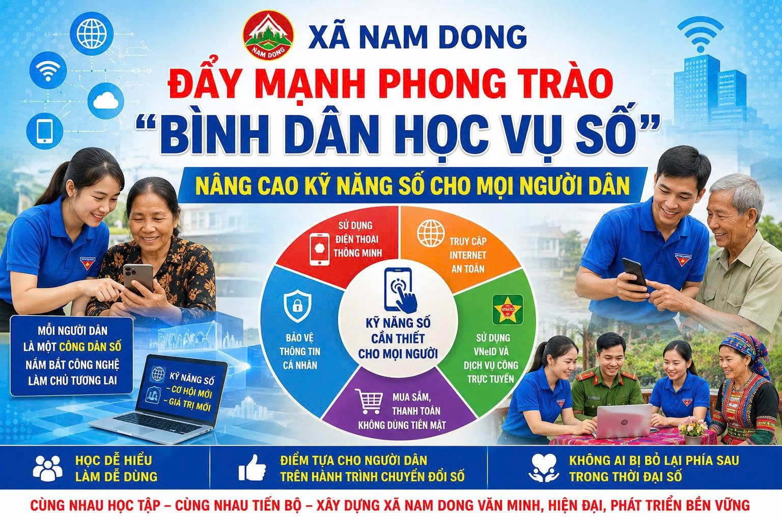 XÃ NAM DONG ĐẨY MẠNH PHONG TRÀO “BÌNH DÂN HỌC VỤ SỐ” – NÂNG CAO KỸ NĂNG SỐ CHO MỌI NGƯỜI DÂN