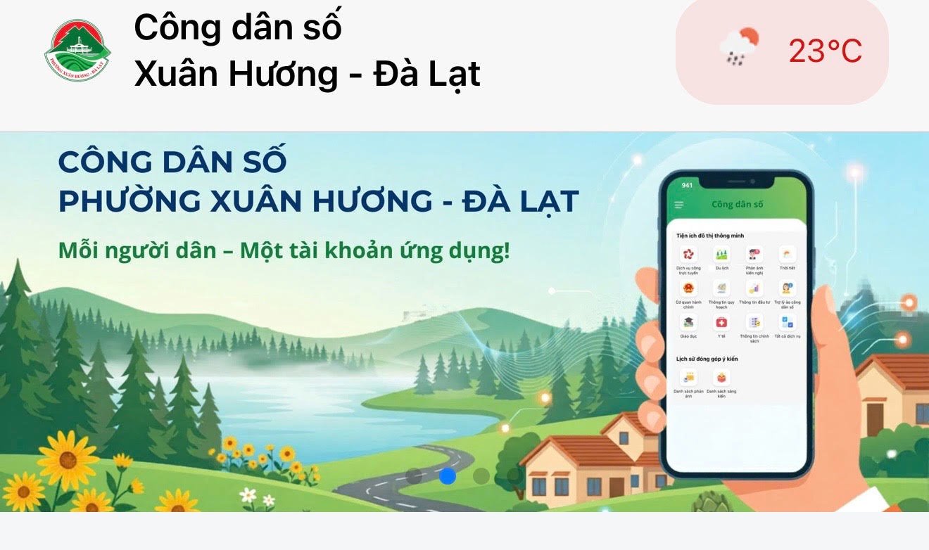 Công Dân Số Xuân Hương - Đà Lạt.  Một ứng dụng - Muôn tiện ích - Kết nối mọi lúc, mọi nơi